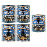 5X Hammerite Hammered Black Paint 750ml Tin Paint